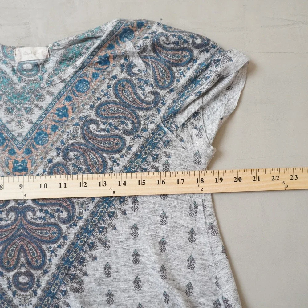 Altard State Womens Gray Paisley Print Sharkbite Hem Tunic Top Boho Blue Large - Picture 6 of 6